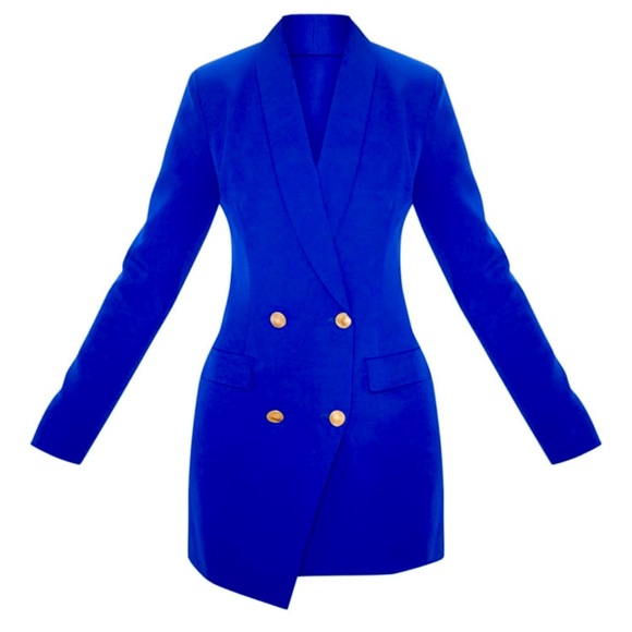 PrettyLittleThing | Jackets & Coats | Blue Gold Button Blazer Dress | Poshmark PrettyLittleThing | Jackets & Coats | Blue Gold Button Blazer Dress | Poshmark